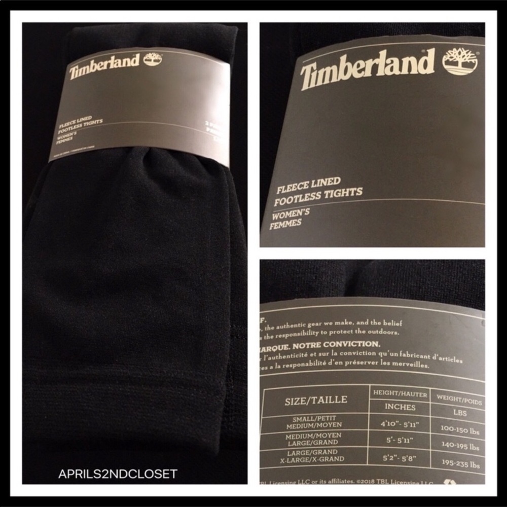 TIMBERLAND 2 BLACK FLEECE LINED LEGGINGS A2C - Picture 2 of 16